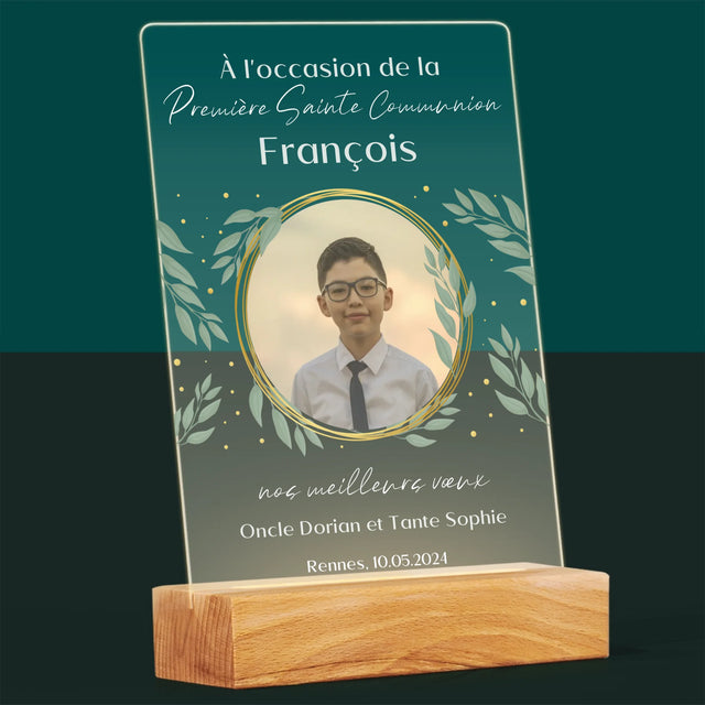 Photo Et Texte: À L'Occasion De La Première Communion - Impression Sur Verre Acrylique