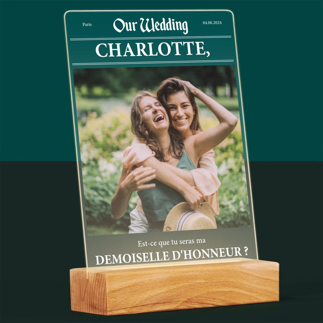La Photo Et Un Texte: Our Wedding Demoiselle D'Honneur - Impression Sur Verre Acrylique