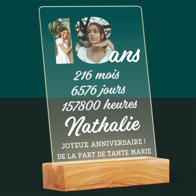Collage Photo De Lettre: 18 Ans Compte À Rebours - Impression Sur Verre Acrylique