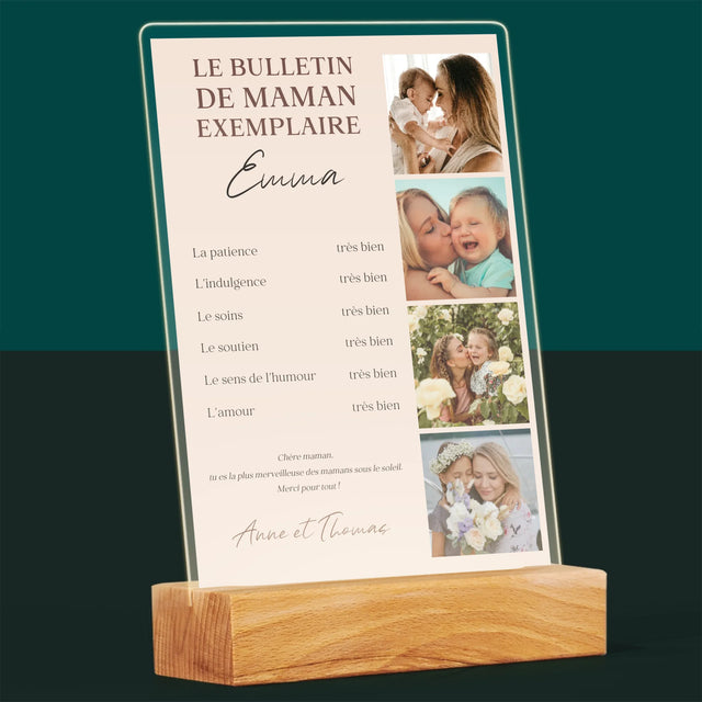 Photo Et Texte: Le Bulletin De Mère Exemplaire - Impression Sur Verre Acrylique