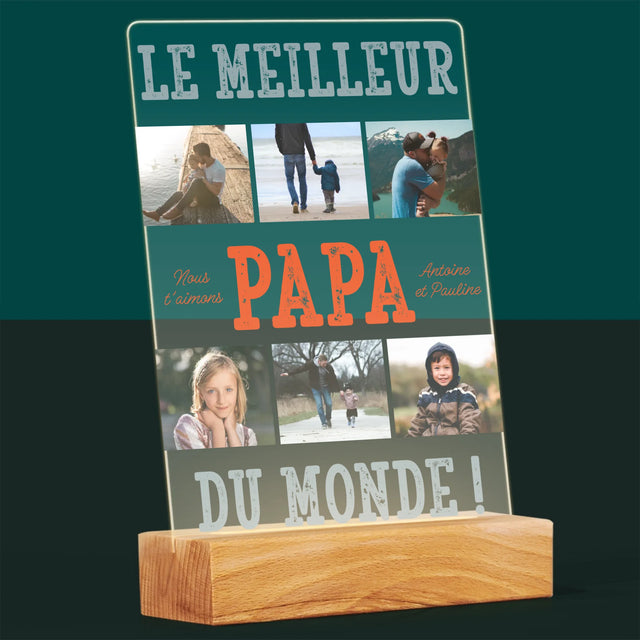 Collage Photo: Le Meilleur Papa Du Monde Photos - Impression Sur Verre Acrylique