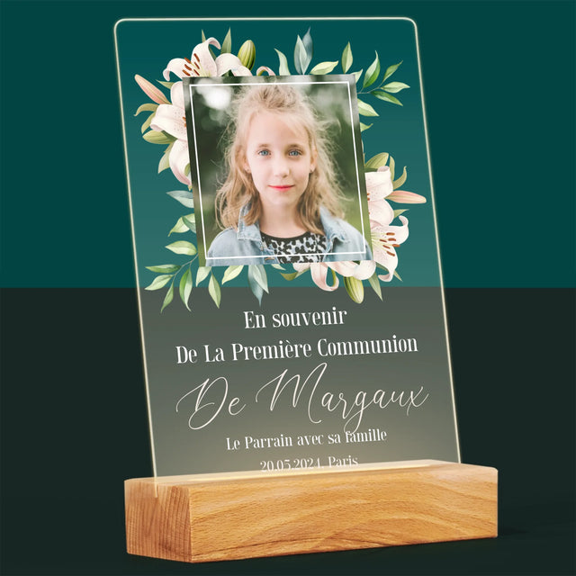 Photo Et Texte: En Souvenir De La Première Communion - Impression Sur Verre Acrylique