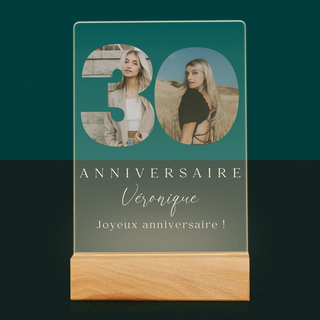 Collage Photo De Lettre: 30E Anniversaire Et Texte En Bas - Impression Sur Verre Acrylique