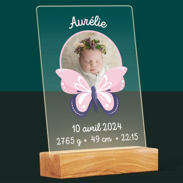 Acte De Naissance De L'Enfant: Métrique, Une Papillon - Impression Sur Verre Acrylique