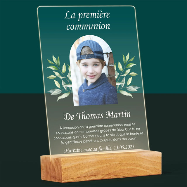 Photo Et Texte: Première Communion, Vœux - Impression Sur Verre Acrylique