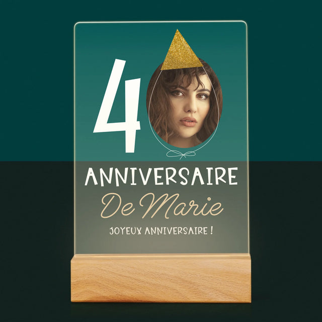 La Photo Et Un Texte: Chapeau Le 40E Anniversaire - Impression Sur Verre Acrylique