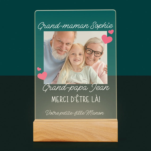 Photo Et Texte: Merci Aux Grands-Parents - Impression Sur Verre Acrylique