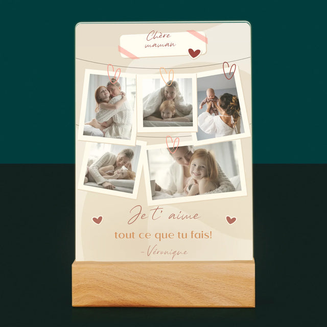 Collage Photo: Je T'Aime Maman Photos - Impression Sur Verre Acrylique