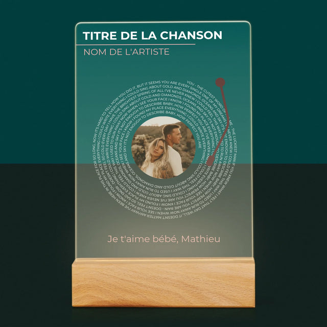 La Photo Et Un Texte: Notre Chanson Disque Vinyle - Impression Sur Verre Acrylique