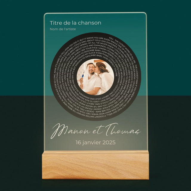 La Photo Et Un Texte: Paroles De Chanson Avec Votre Photo - Impression Sur Verre Acrylique