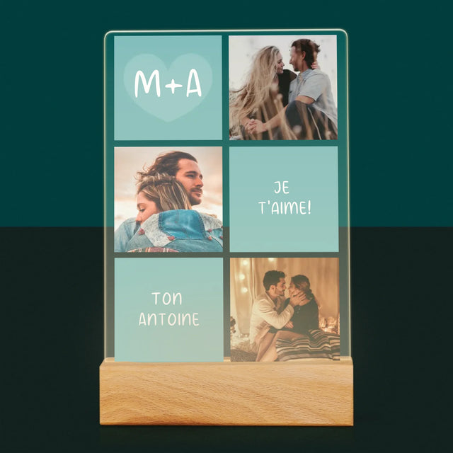Collage Photo: Je T'Aime, Les Initiales - Impression Sur Verre Acrylique