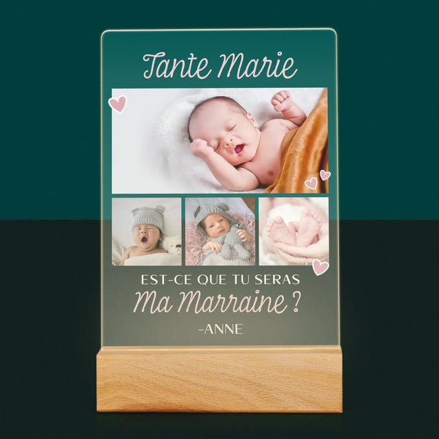 Collage Photo: Est-Ce Que Tu Seras Ma Marraine ? - Impression Sur Verre Acrylique