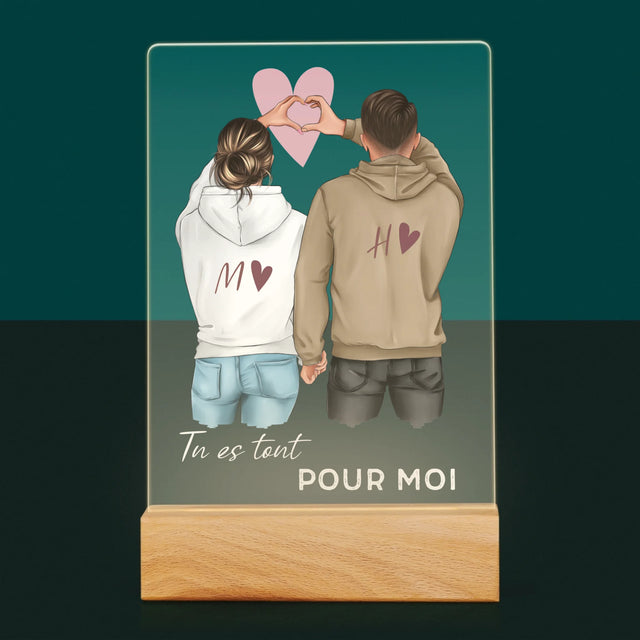 La Création Du Personnage: Couple Cœur - Impression Sur Verre Acrylique