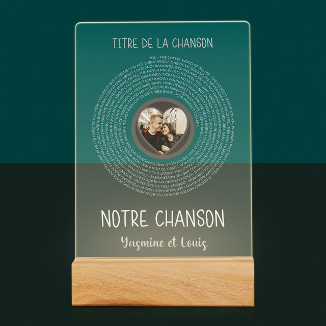 La Photo Et Un Texte: Notre Chanson Avec Les Paroles - Impression Sur Verre Acrylique