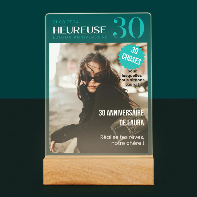 La Couverture De Magazine: Heureuse 30 - Impression Sur Verre Acrylique