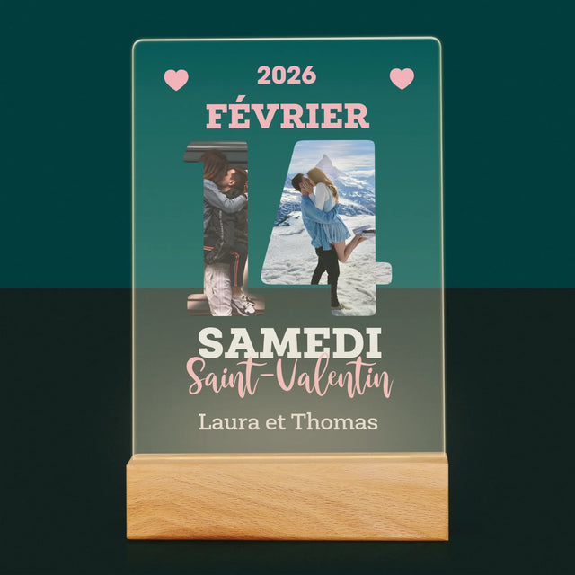 Collage Photo De Lettre: Carte Calendrier Saint-Valentin - Impression Sur Verre Acrylique