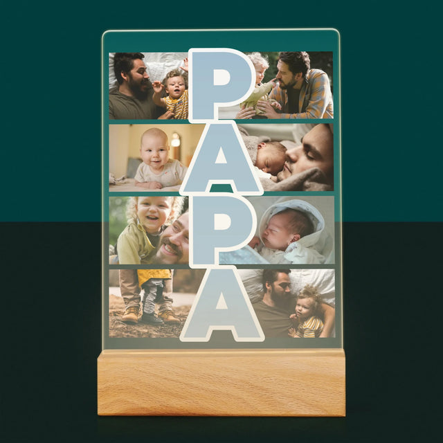 Collage Photo: Inscription Papa - Impression Sur Verre Acrylique