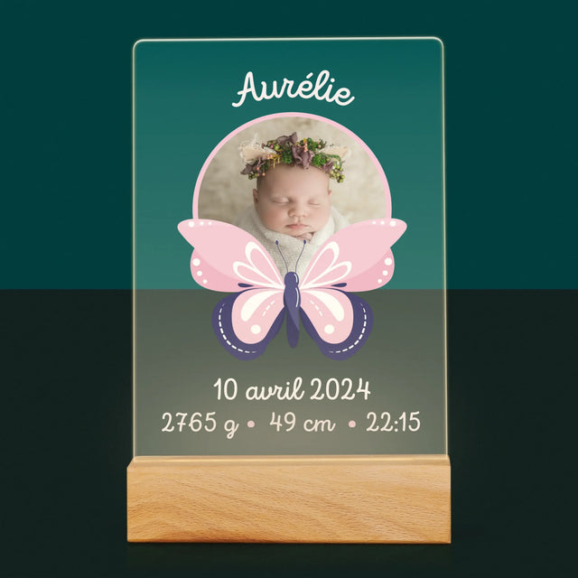 Acte De Naissance De L'Enfant: Métrique, Une Papillon - Impression Sur Verre Acrylique