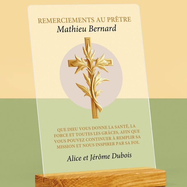 Le Prénom Et Un Texte: Remerciements Au Prêtre - Impression Sur Verre Acrylique