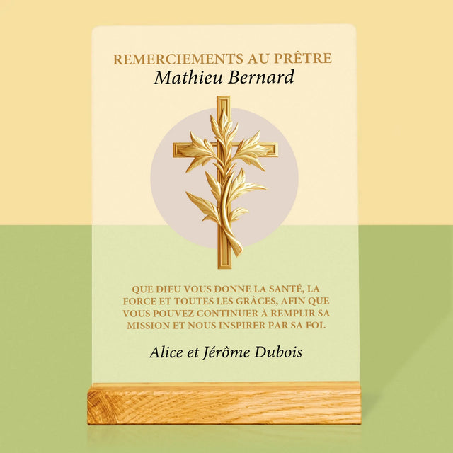 Le Prénom Et Un Texte: Remerciements Au Prêtre - Impression Sur Verre Acrylique