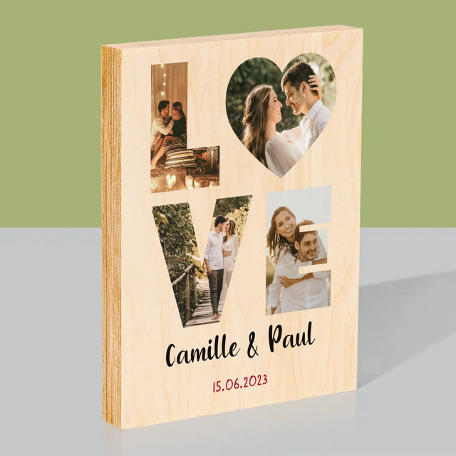 Collage Photo De Lettre: Love De Tes Photos - Impression Sur Bois