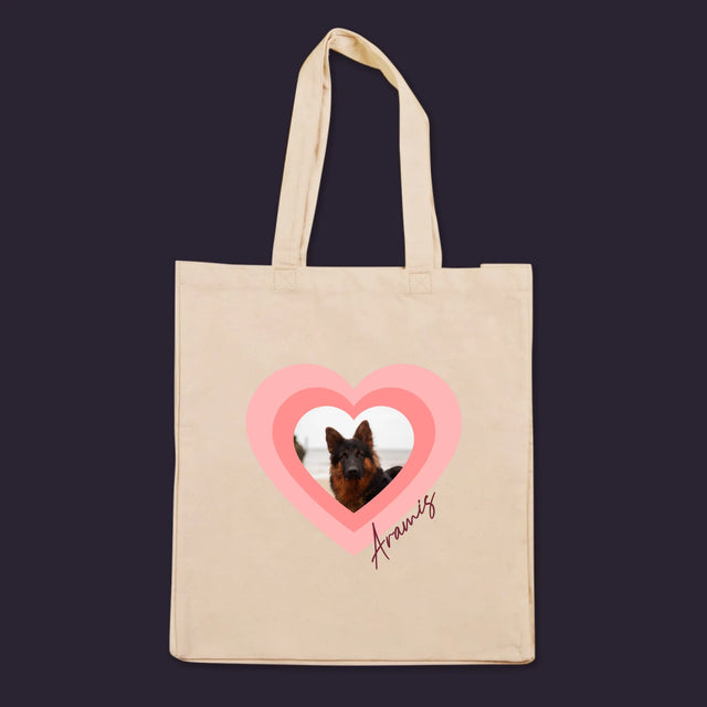 La Photo Et Un Texte: Photo De L'Animal Dans Le Cœur - Sac En Toile