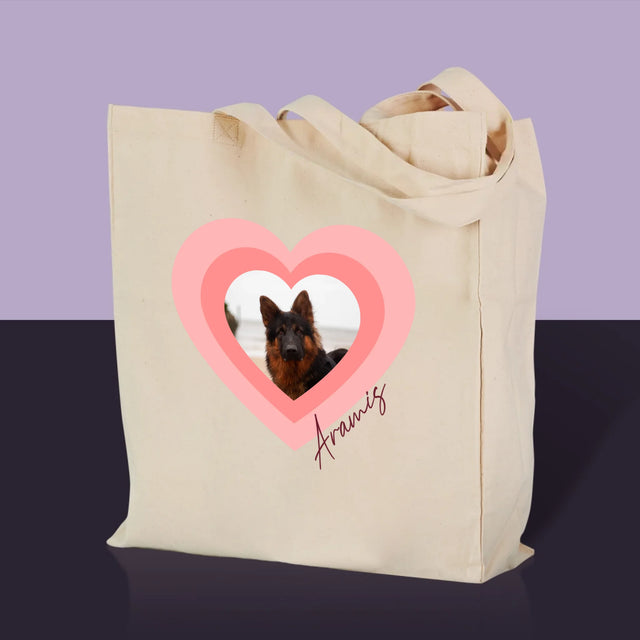La Photo Et Un Texte: Photo De L'Animal Dans Le Cœur - Sac En Toile