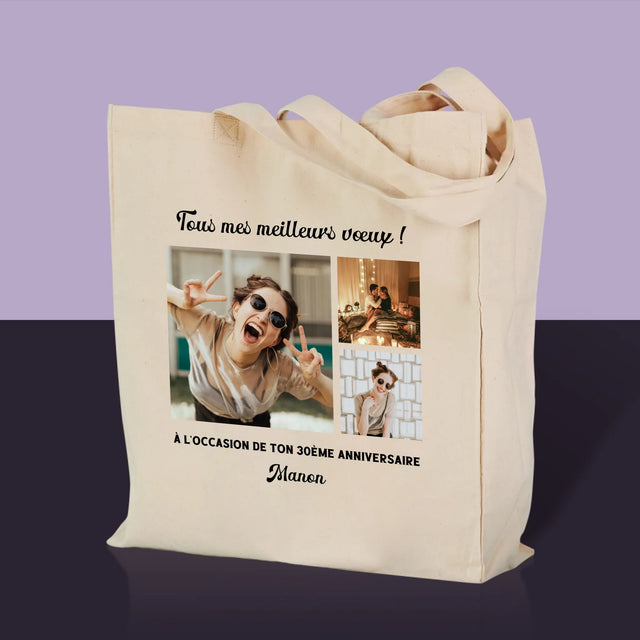 Le Collage Photo: Collage De Photos D'Anniversaire - Sac En Toile