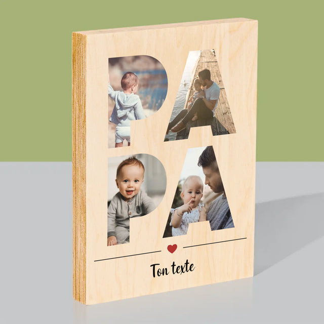 Collage Photo De Lettre: Papa Des Photos - Impression Sur Bois