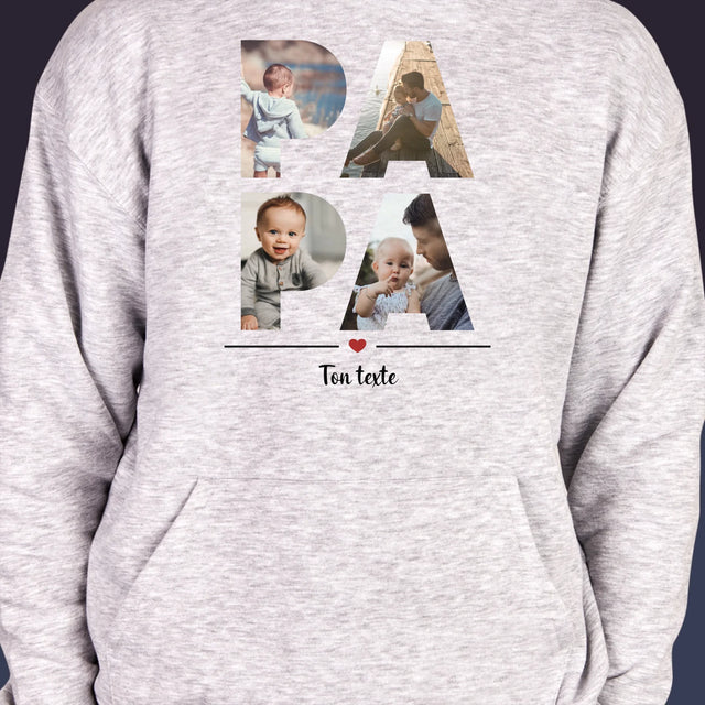 Collage Photo De Lettre: Papa Des Photos - Sweat À Capuche Pour Hommes