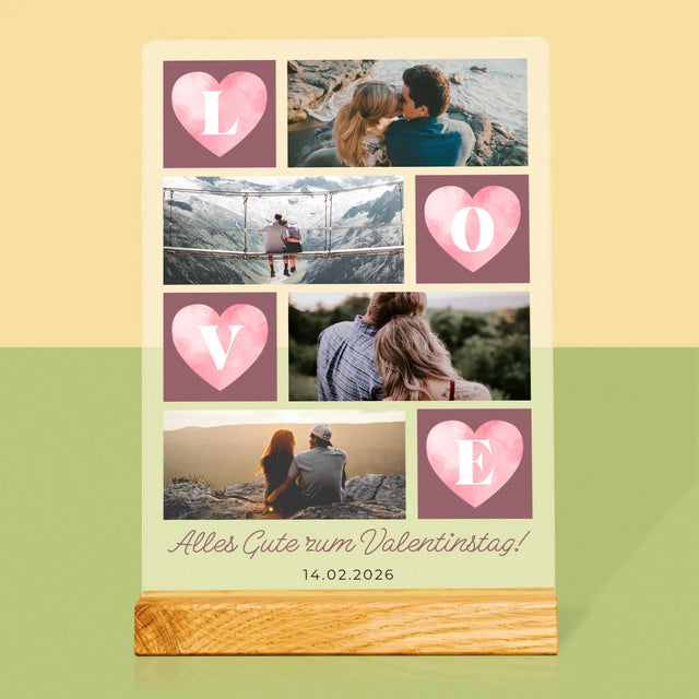Photocollage : Cœurs Love - Impression sur Verre Acrylique | DE