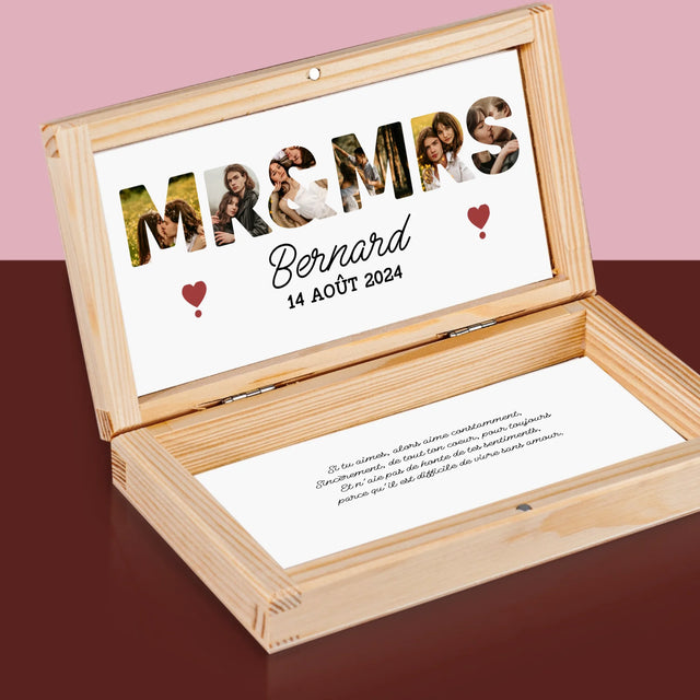 Collage Photo De Lettre: Mr&Mrs - Boîte À Monnaie En Bois