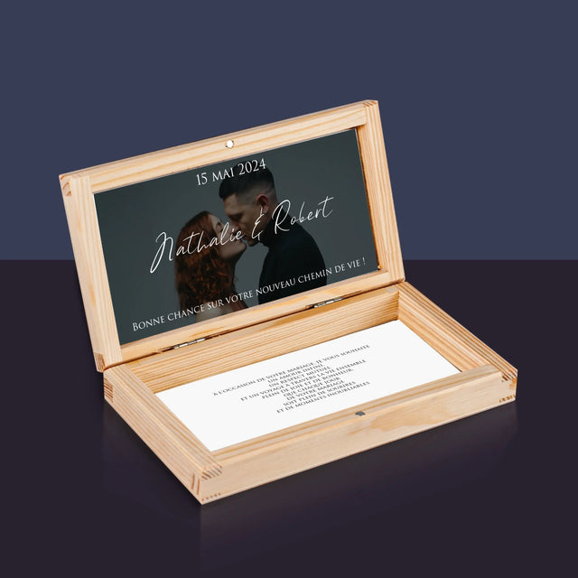 La Photo Et Un Texte: Photo De Mariage, Les Souhaits - Boîte À Monnaie En Bois