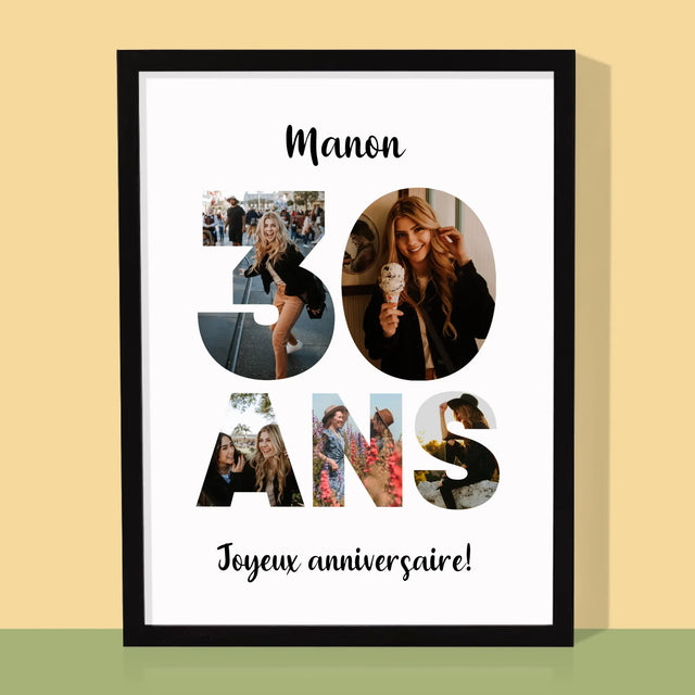 Collage Photo De Lettre: 30 Ans - Impression Encadrée 30X40