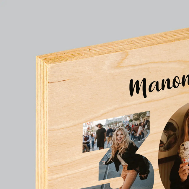 Collage Photo De Lettre: 30 Ans - Impression Sur Bois