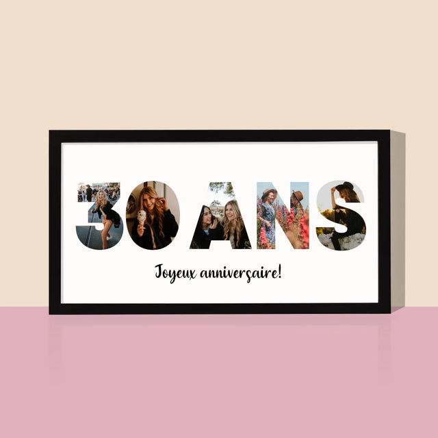 Collage Photo De Lettre: 30 Ans - Impression Encadrée 20X40