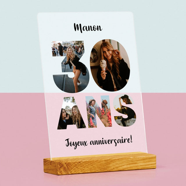 Collage Photo De Lettre: 30 Ans - Impression Sur Verre Acrylique
