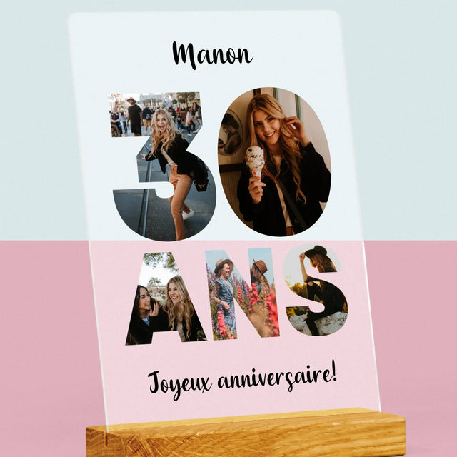 Collage Photo De Lettre: 30 Ans - Impression Sur Verre Acrylique