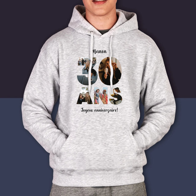 Collage Photo De Lettre: 30 Ans - Sweat À Capuche Pour Hommes