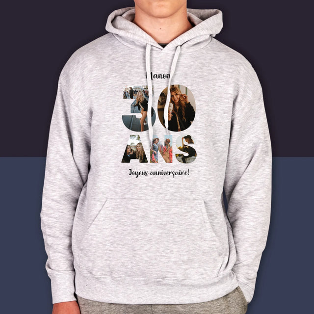 Collage Photo De Lettre: 30 Ans - Sweat À Capuche Pour Hommes
