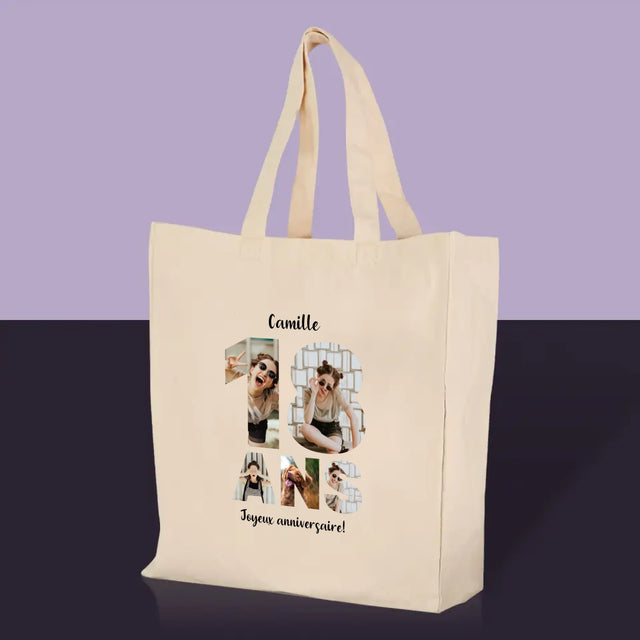 Collage Photo De Lettre: 18 Ans - Sac En Toile