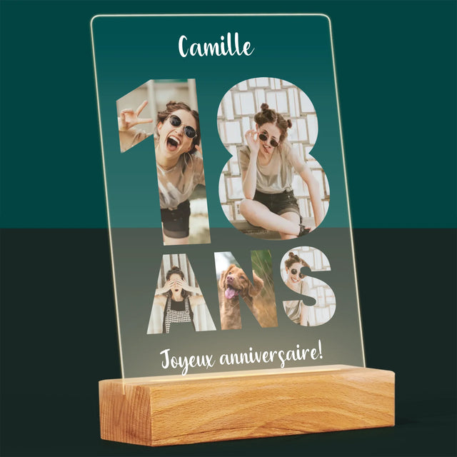 Collage Photo De Lettre: 18 Ans - Impression Sur Verre Acrylique