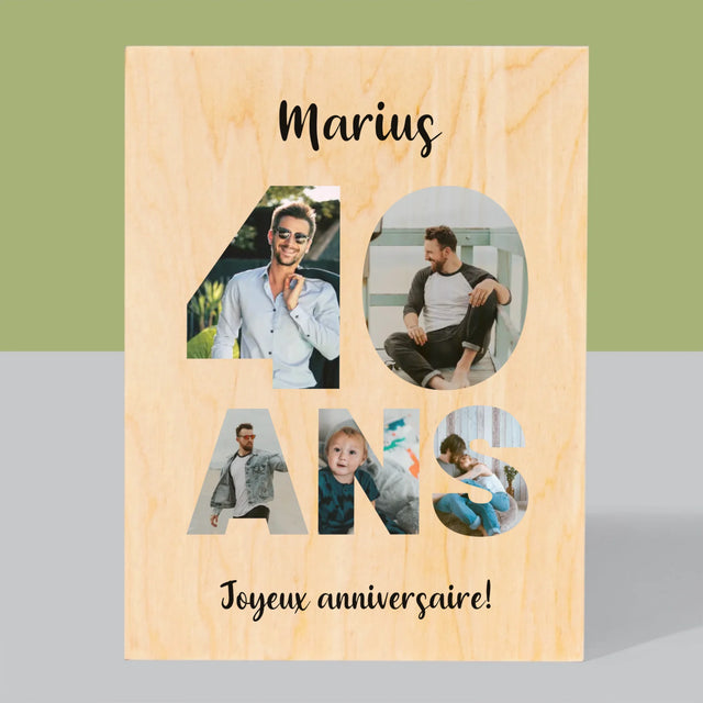 Collage Photo De Lettre: 40 Ans De Tes Photos - Impression Sur Bois