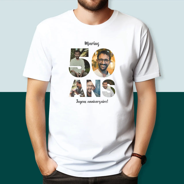 Collage Photo De Lettre: 50 Ans De Tes Photos - T-Shirt Pour Hommes