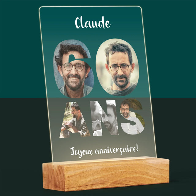 Collage Photo De Lettre: 60 Ans De Tes Photos - Impression Sur Verre Acrylique