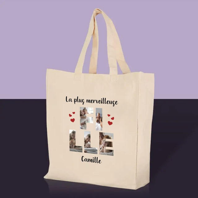 Collage Photo De Lettre: La Fille De Tes Photos - Sac En Toile