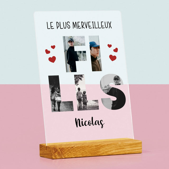 Collage Photo De Lettre: Fills De Tes Photos - Impression Sur Verre Acrylique