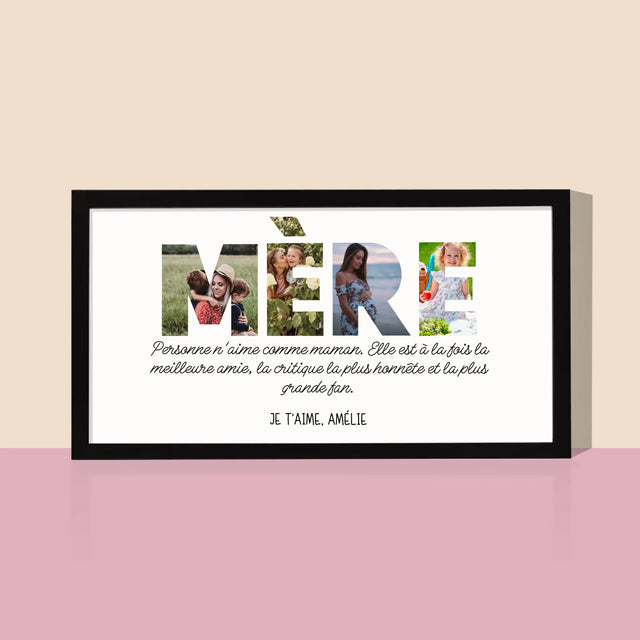 Collage Photo De Lettre: La Plus Merveilleuse Mère Du Monde - Impression Encadrée 20X40