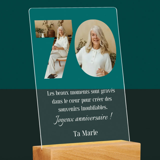 Collage Photo De Lettre: 70Ème Anniversaire - Impression Sur Verre Acrylique