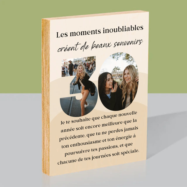 Collage Photo De Lettre: 30 Anniversaire - Impression Sur Bois